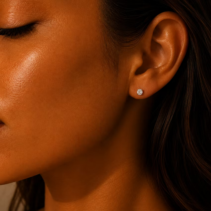 Round Cut Crystal Stud Silver Earrings | Alysha James Jewelry