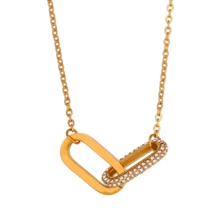 Pavé Interlocking Link Gold Necklace | Alysha James Jewelry