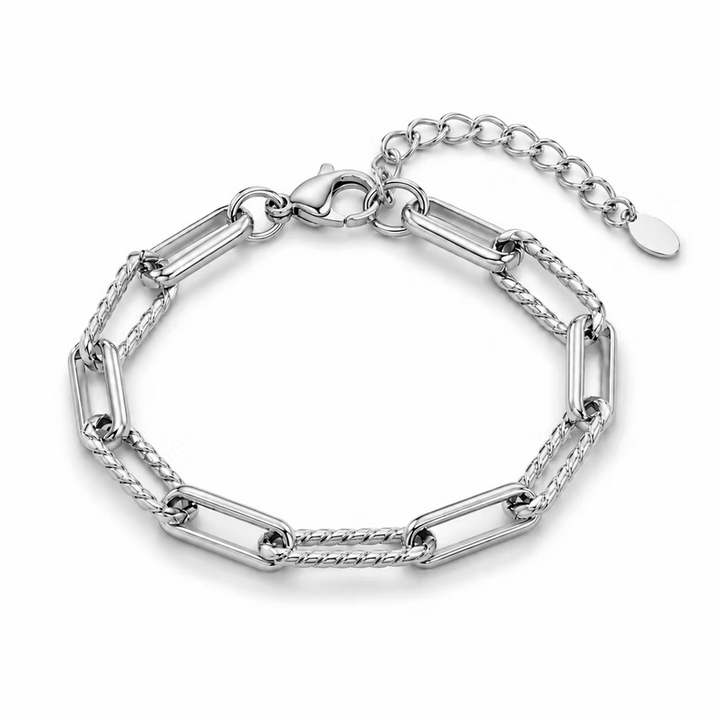 Oversized Textured Paperclip Silver Bracelet | Alysha James Jewelry