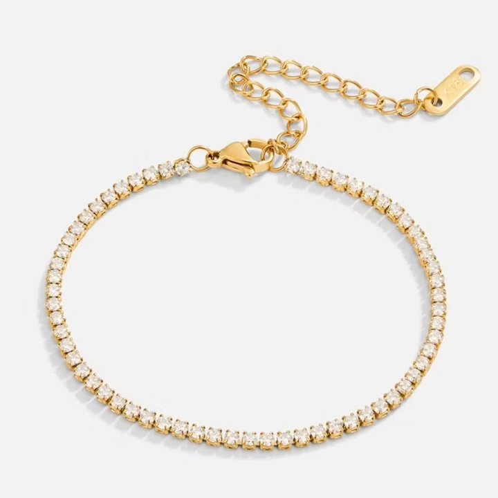 Princess Cut Gold 3 mm Tennis Bracelet | Alysha James Jewelry