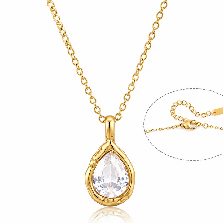 Crystal Teardrop Gold Necklace | Alysha James Jewelry