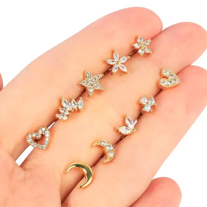 Mini Zircon Heart Stud Gold Earrings | Alysha James Jewelry