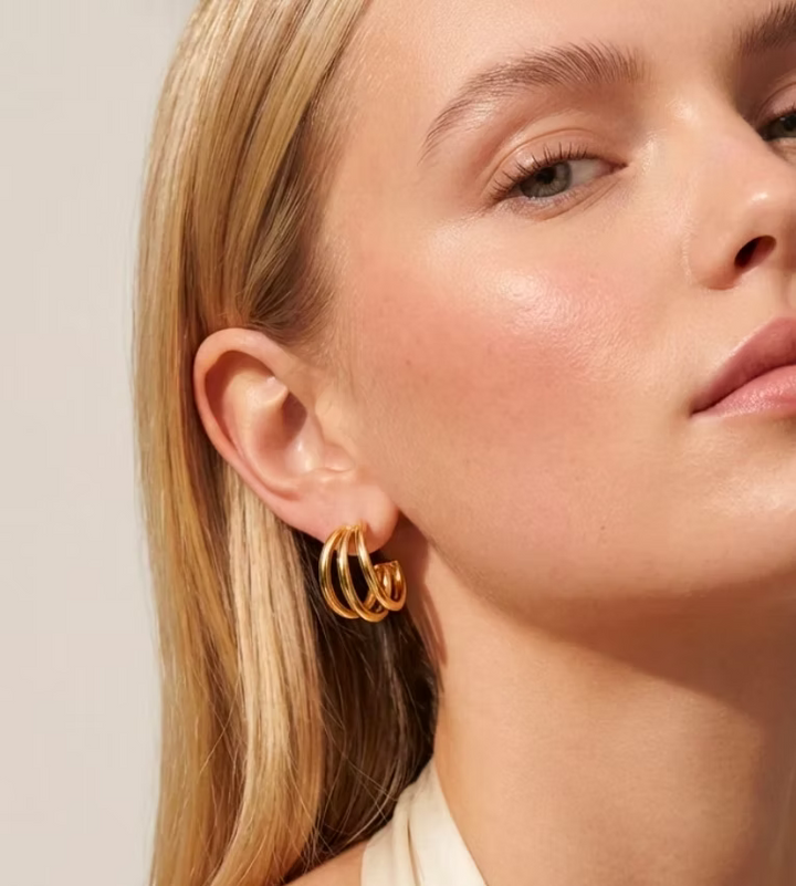 Triple Hoop Illusion Gold Earrings | Alysha James Jewelry
