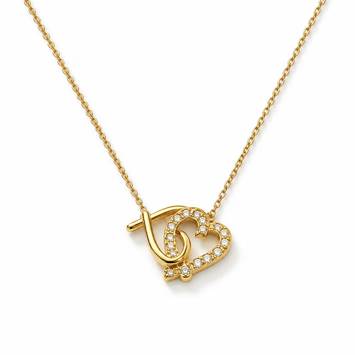Crystal Interlocking Hearts Gold Necklace | Alysha James Jewelry