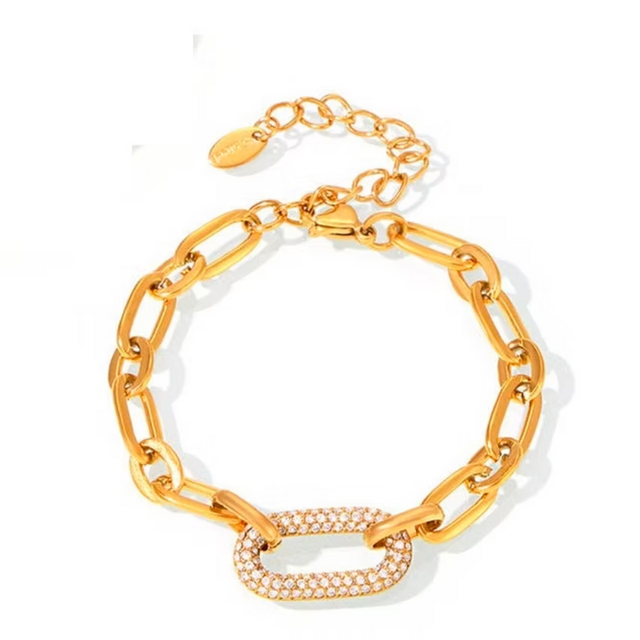 Pave Oval Link Gold Bracelet | Alysha James Jewelry