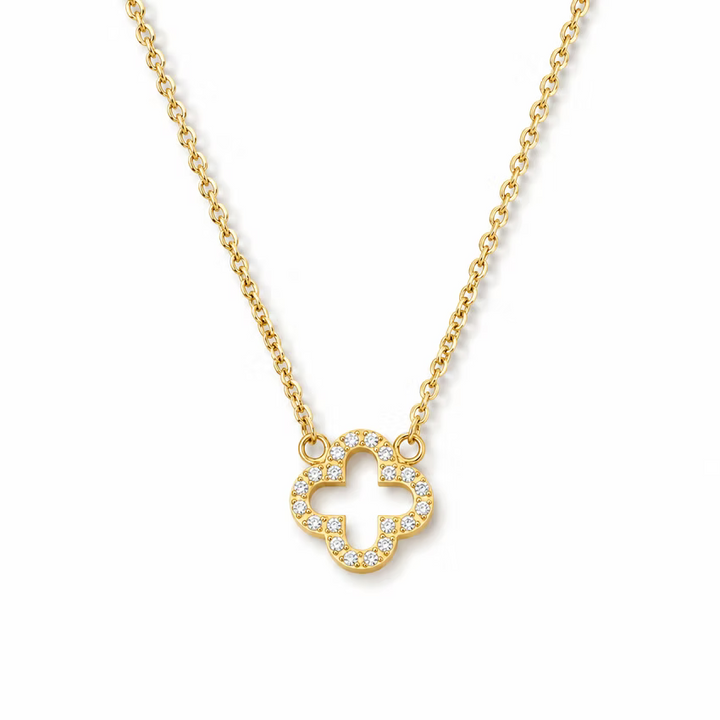 Crystal Clover Gold Necklace | Alysha James Jewelry