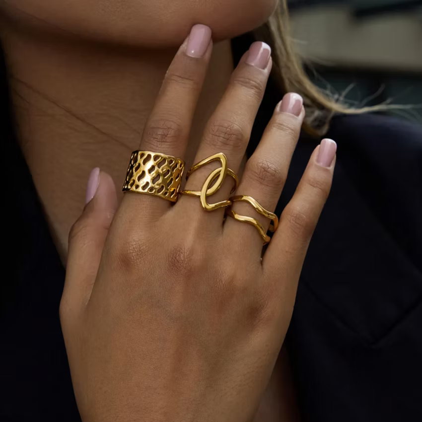 Adjustable Bold Wave Gold Ring | Alysha James Jewelry