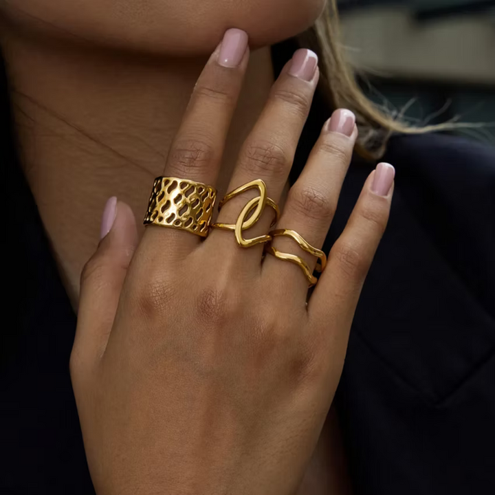 Adjustable Bold Wave Gold Ring | Alysha James Jewelry