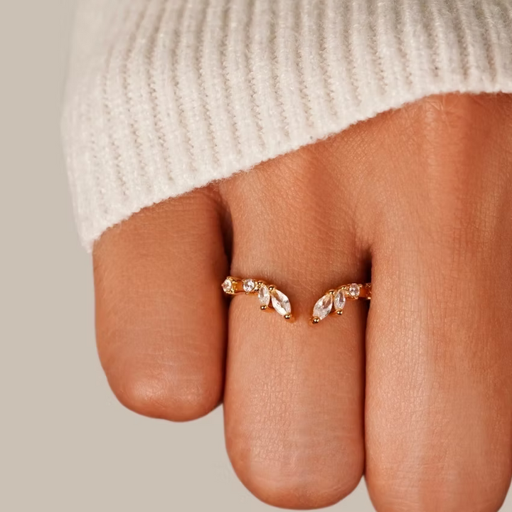 Adjustable Marquis Zircon Gold Ring | Alysha James Jewelry