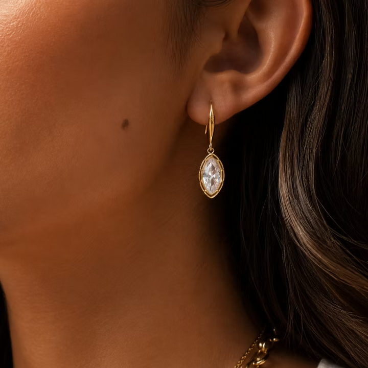 Marquise Crystal Drop Gold Earrings | Alysha James Jewelry