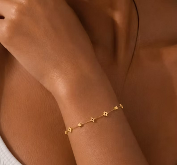 Floral Station Gold Bracelet | Alysha James Jewelry