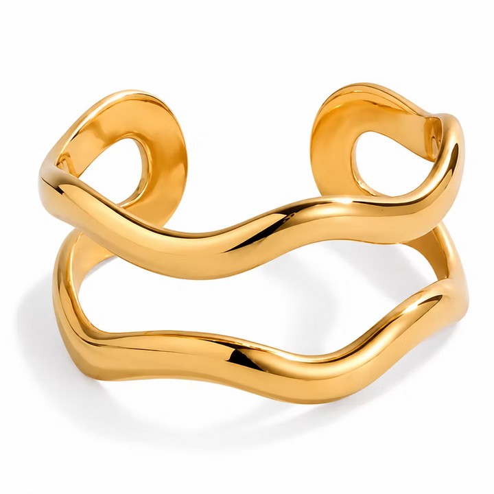 Adjustable Bold Wave Gold Ring | Alysha James Jewelry