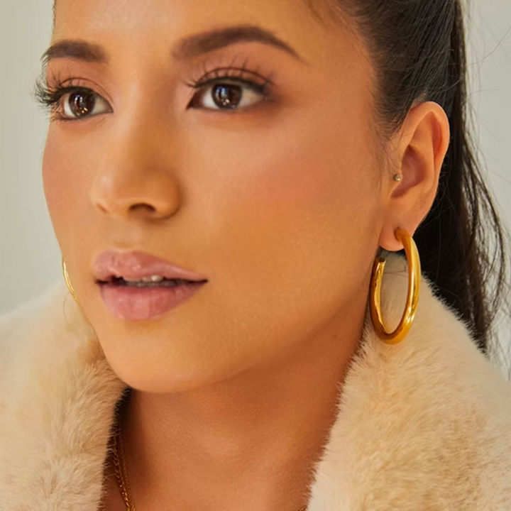 Classic Tube Hoop Gold Earrings | Alysha James Jewelry
