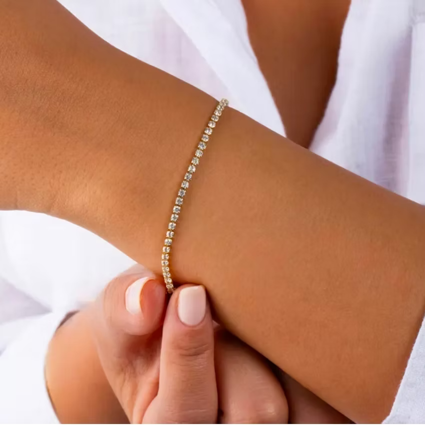 Princess Cut Gold 3 mm Tennis Bracelet | Alysha James Jewelry
