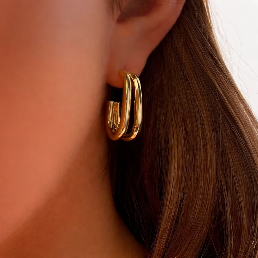 Double Illusion Tube Hoop Gold Earrings | Alysha James Jewelry