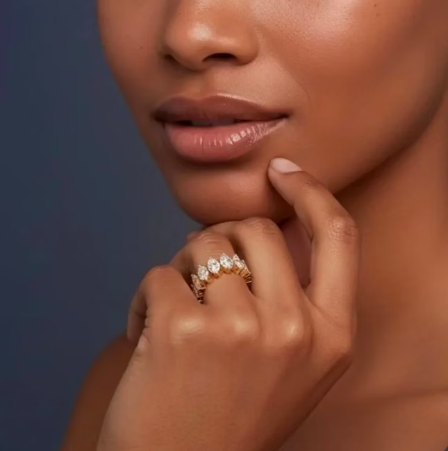 Adjustable Marquise Crystal Crown Gold Ring | Alysha James Jewelry