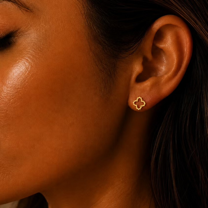 Open Clover Stud Gold Earrings | Alysha James Jewelry