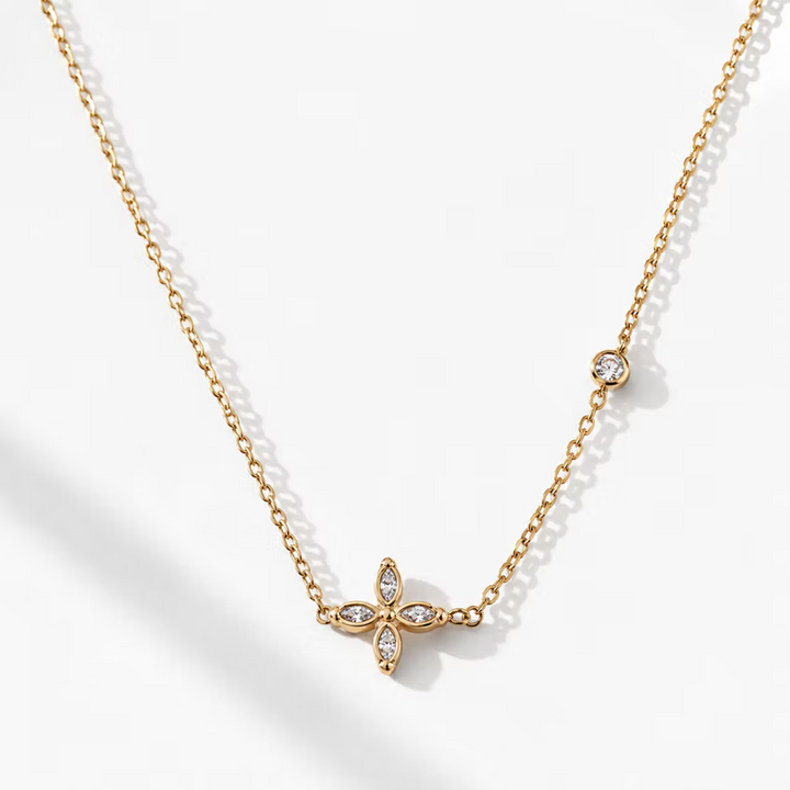 Crystal Fleur Gold Necklace | Alysha James Jewelry