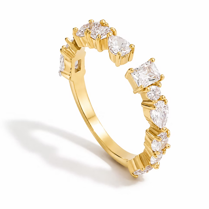Adjustable Mixed Crystal Gold Ring | Alysha James Jewelry