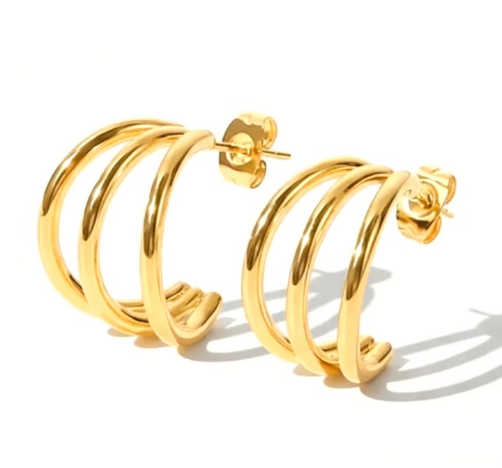 Triple Hoop Illusion Gold Earrings | Alysha James Jewelry