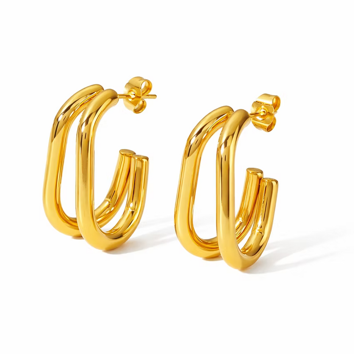 Double Illusion Tube Hoop Gold Earrings | Alysha James Jewelry
