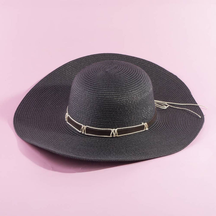 Wide Brim Straw Sun Hat With Cord Hat Band | Anarchy Street