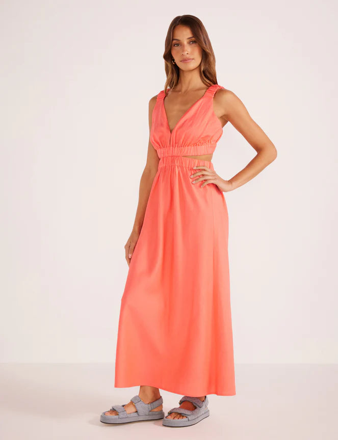 Lila Linen Cut-out Midi Dress | Minkpink - Clearance