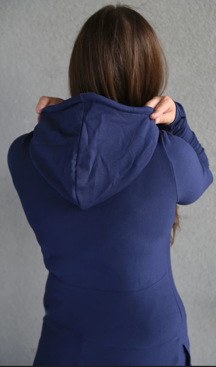 Navy Blue Hoodie Sweater | Pink Cement