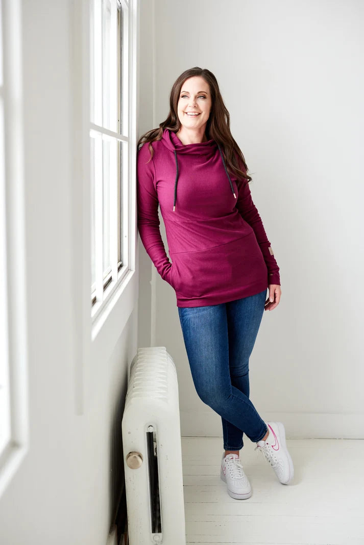 Merlot Hoodie Sweater | Pink Cement