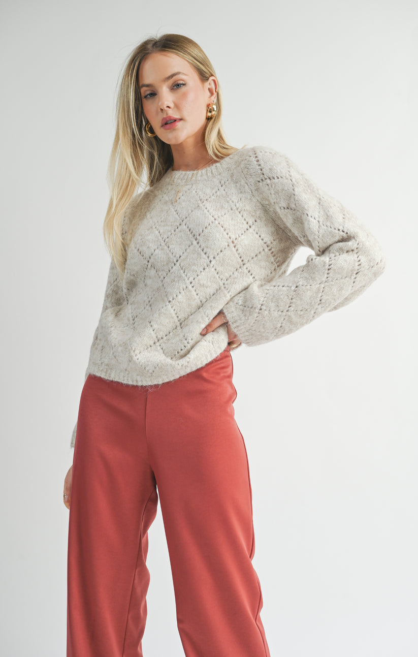 Irisha Diamond Pointelle Sweater | Sage The Label