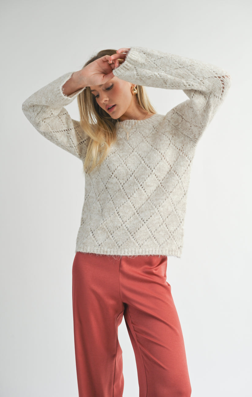 Irisha Diamond Pointelle Sweater | Sage The Label