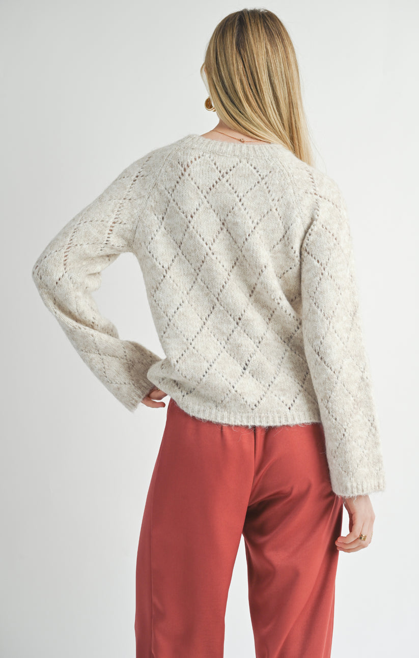 Irisha Diamond Pointelle Sweater | Sage The Label