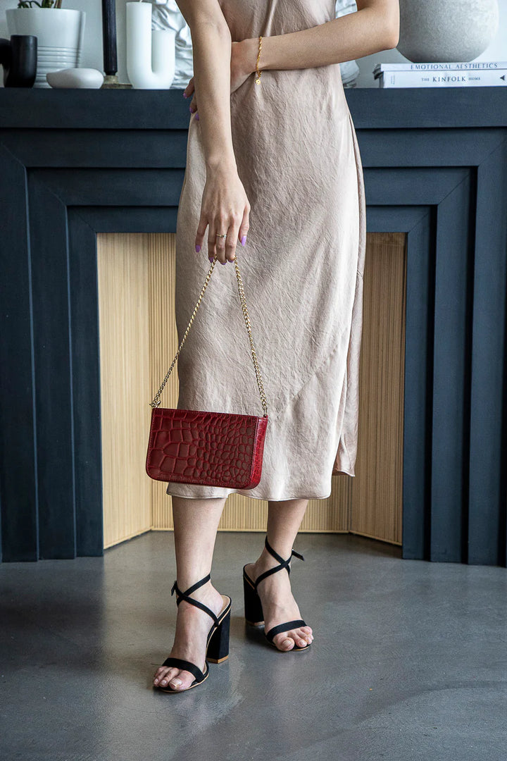 Judah Box Clutch - Burgundy | Risa Vancouver