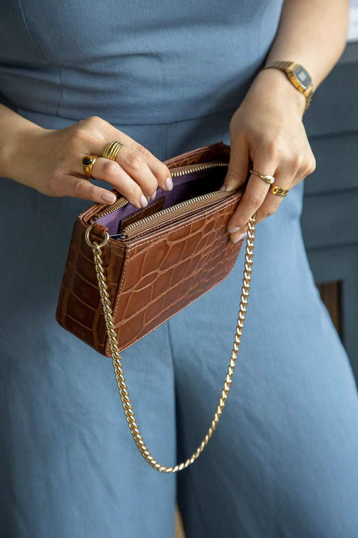 Judah Box Clutch - Brown | Risa Vancouver