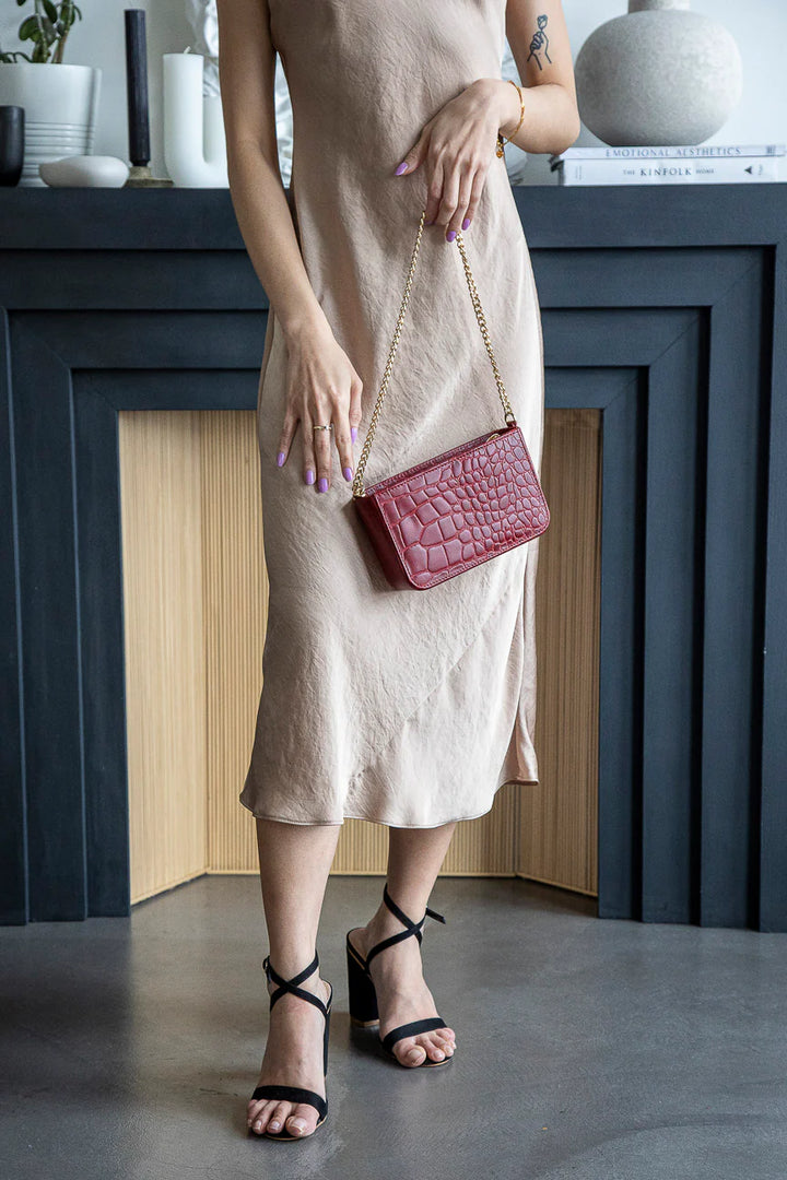 Judah Box Clutch - Burgundy | Risa Vancouver