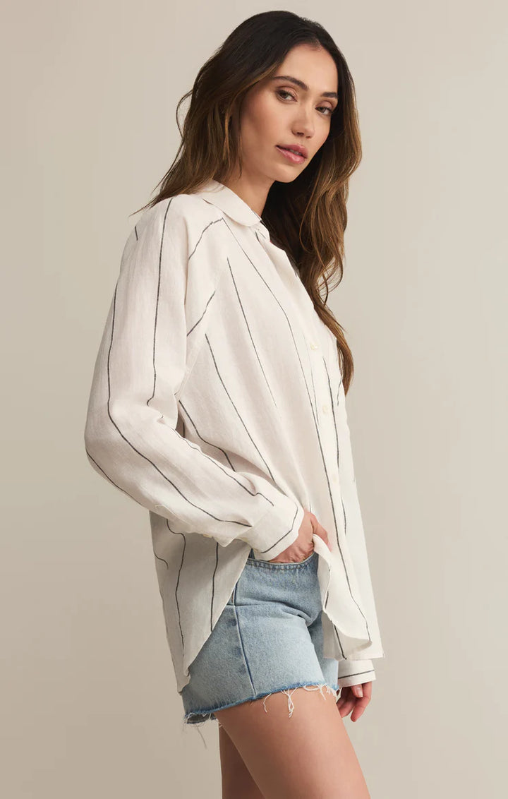 Perfect Linen Striped Top - White | Z Supply - Clearance