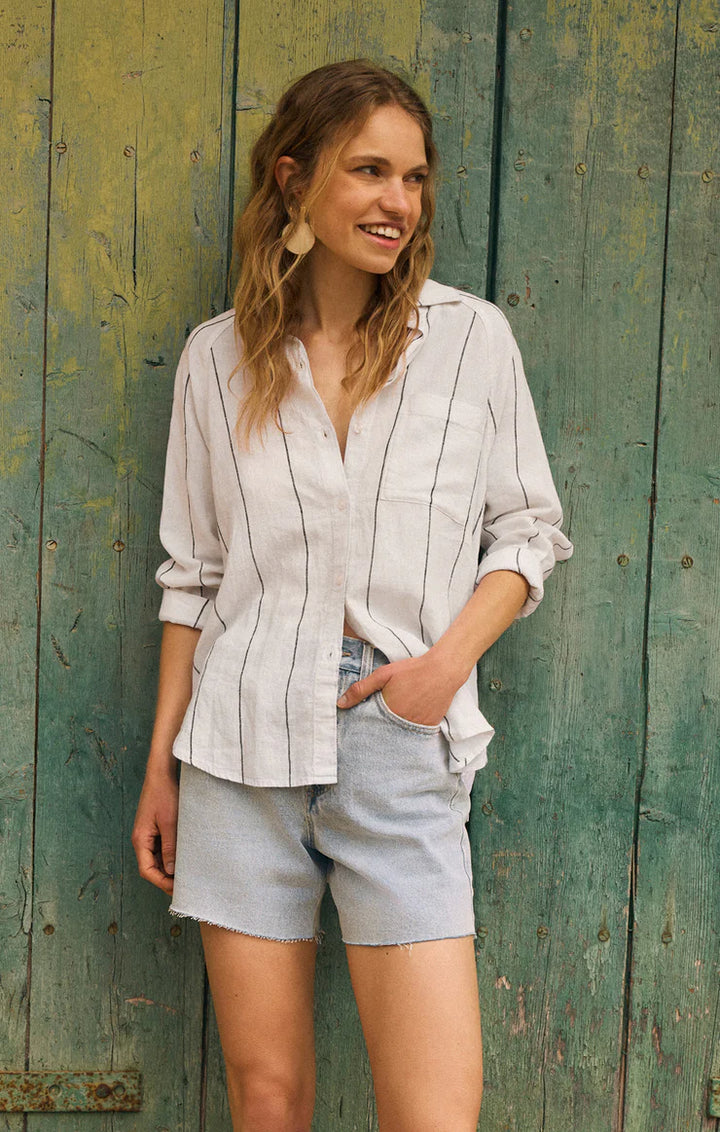 Perfect Linen Striped Top - White | Z Supply - Clearance