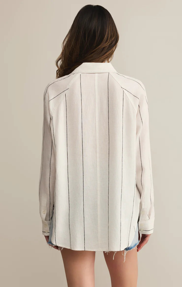 Perfect Linen Striped Top - White | Z Supply - Clearance