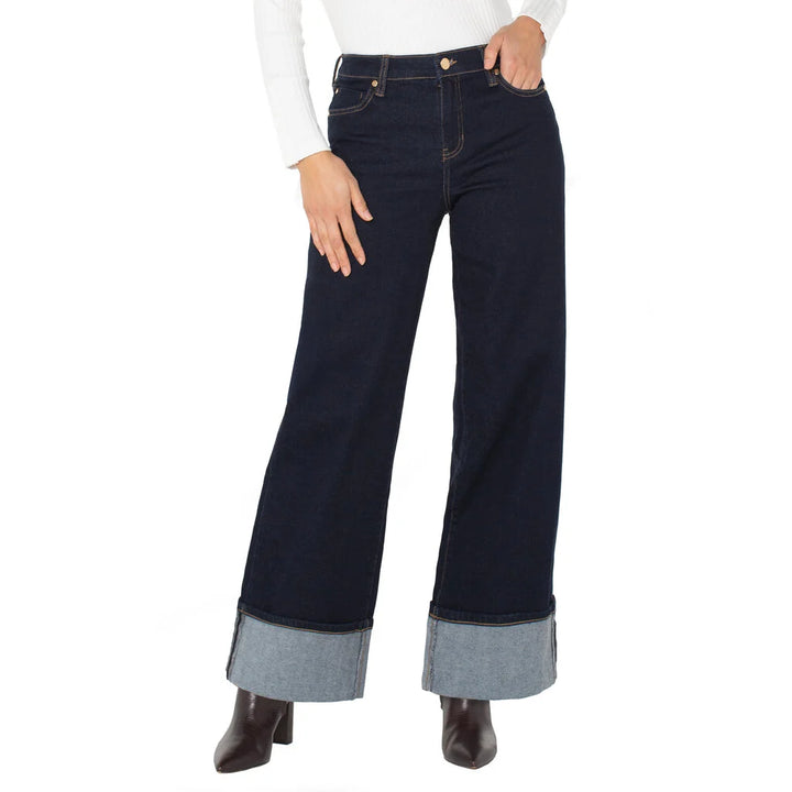 Morgan Cuffed Wide Leg Jean - Indigo | Liverpool