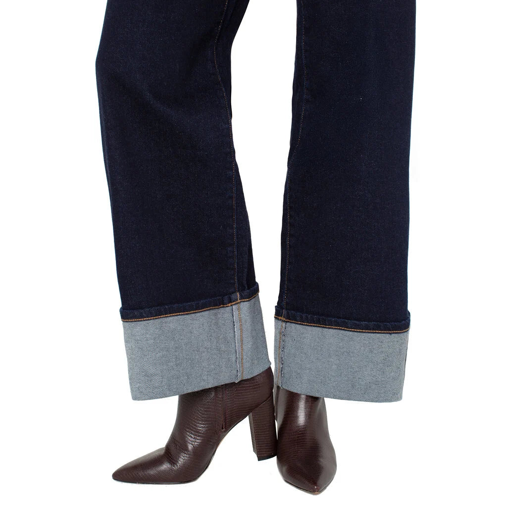 Morgan Cuffed Wide Leg Jean - Indigo | Liverpool