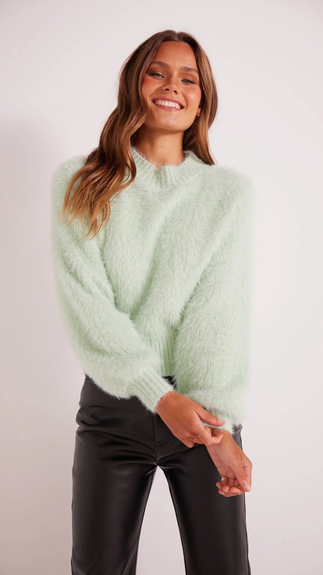 Luma Fluffy Sweater - Mint | Minkpink - Clearance