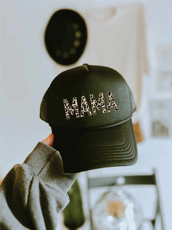 MAMA Leopard Trucker Cap | Blonde Ambition Apparel