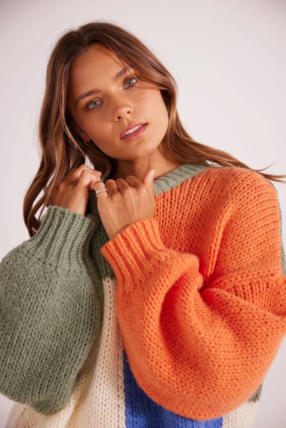 Frankie Knit Colour Block Sweater | Minkpink - Clearance