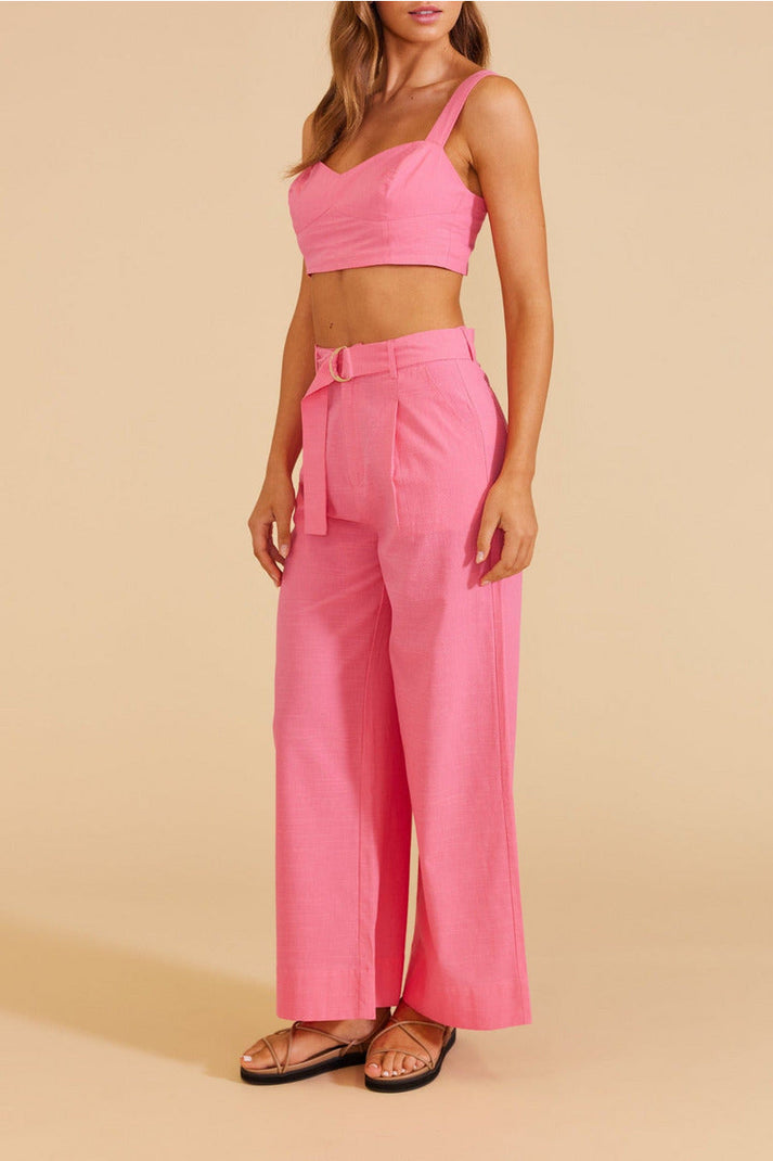 kalani belted pink pants by minkpink. Wide leg. Summer23. Jolie folie boutique