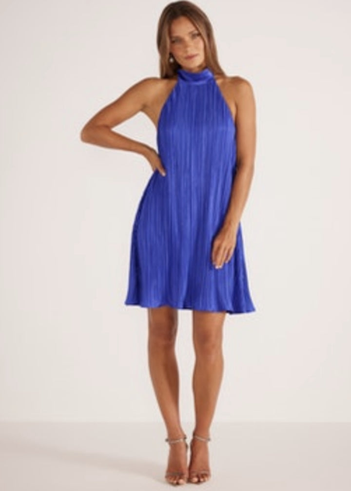 Izzy Halter Mini Dress - Cobalt | Minkpink - Clearance