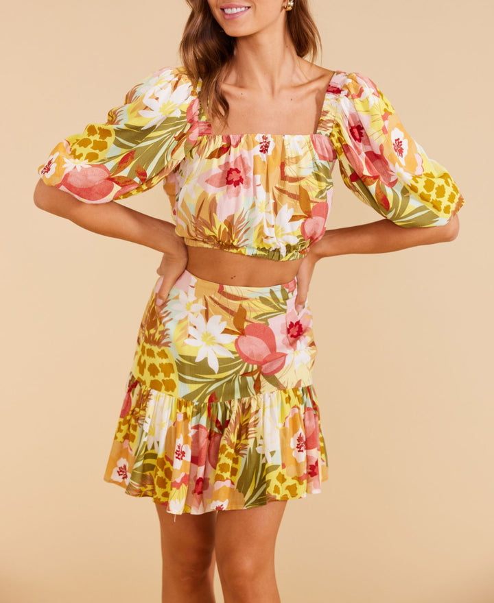 Domenica tropical mini dress by inkpink. Summer23. Jolie folie boutique