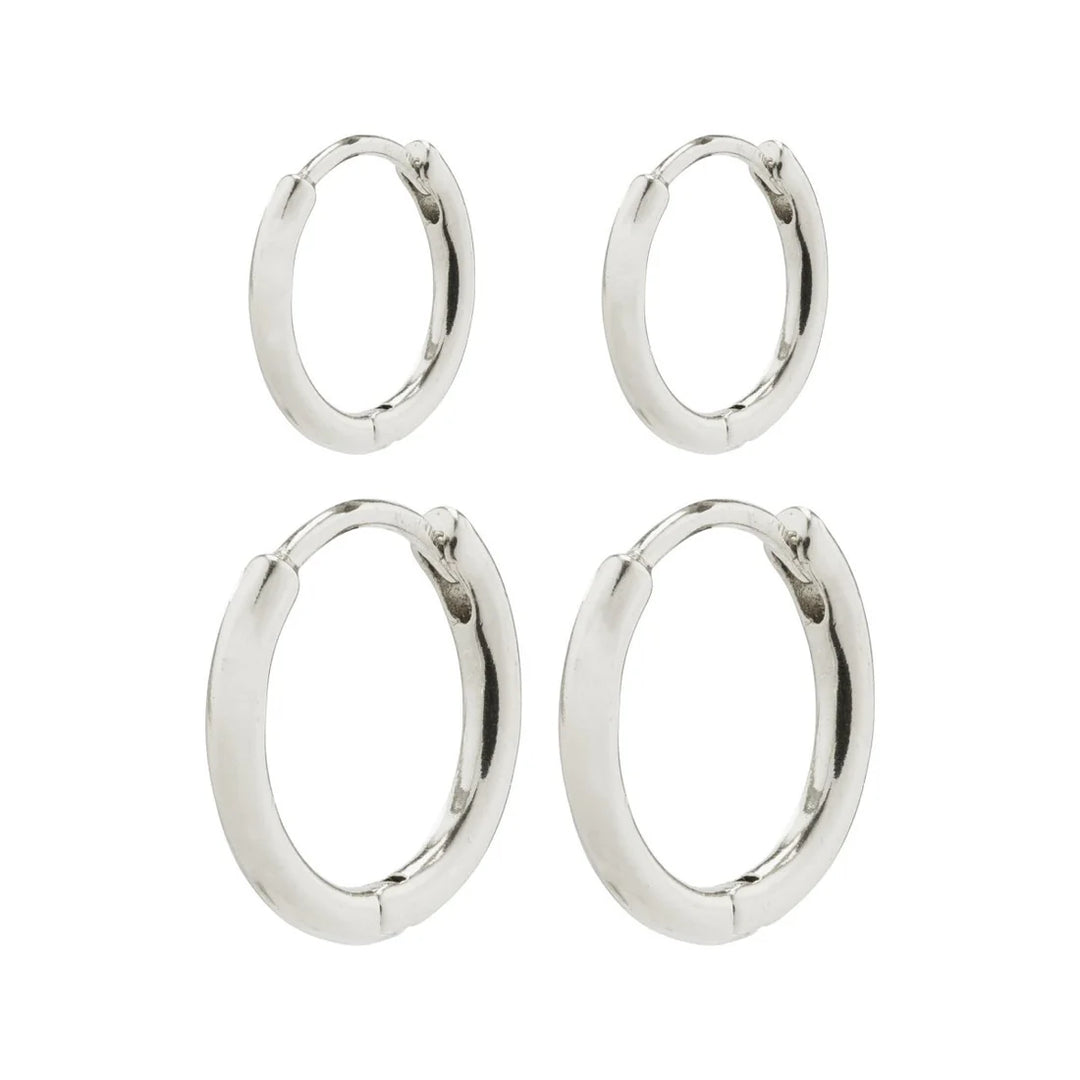 ARIELLA Hoop Earrings 2-in-1 Set in Silver | Pilgrim