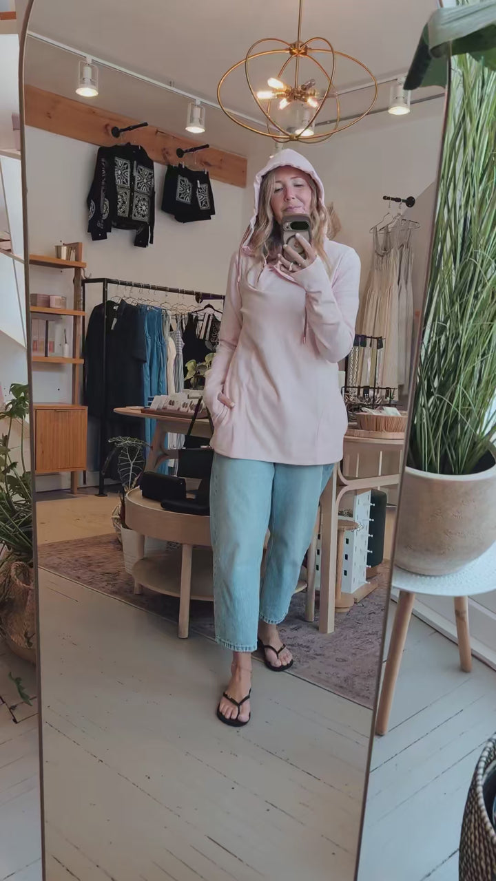1/4 Zip Pastel Pink Hoodie Sweater | Pink Cement