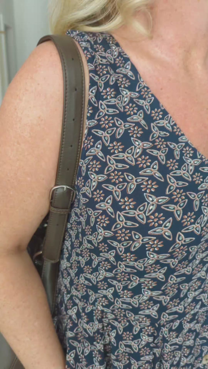 Reversible Navy Floral Block Print Dress | Indi & Cold