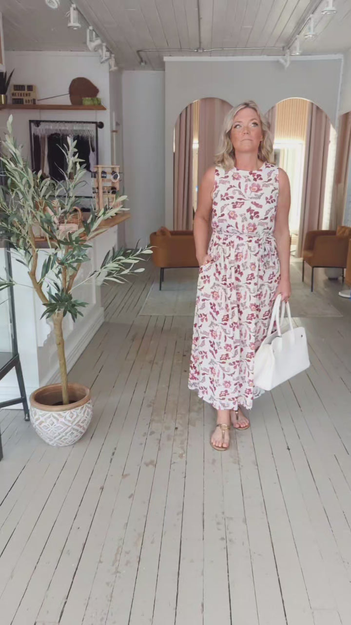 Raspberry Maxi Floral Dress | Indi & Cold